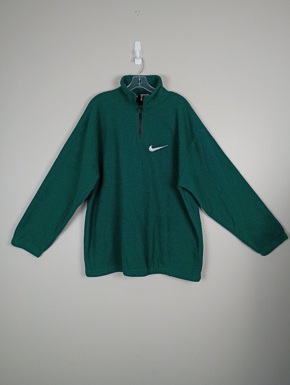 Vintage 90s Nike Quarter-Zip Fleece Pullover Jacket - Forest Green XL